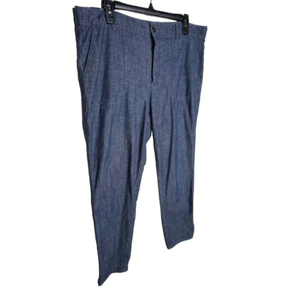Vince Trouser Pants Chambray Rolled Cropped Women's W31 Denim Rinse Blue‎